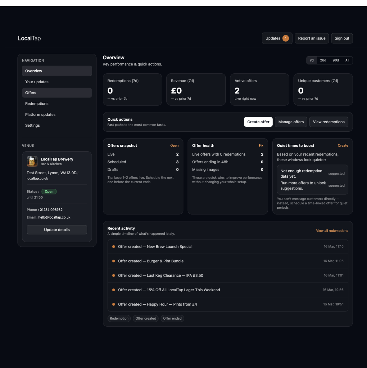 Merchant dashboard screenshot